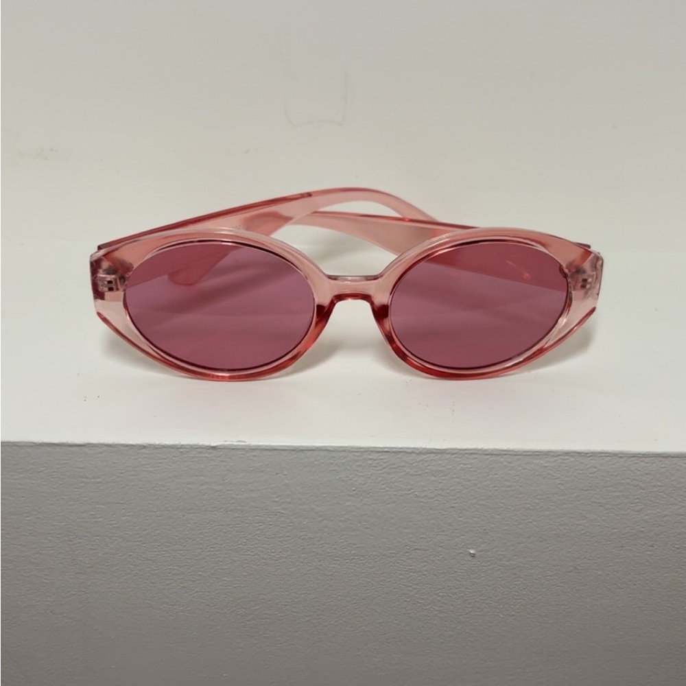 Pink Oval Sunglasses Retro Y2K Transparent Frame Tinted Lenses